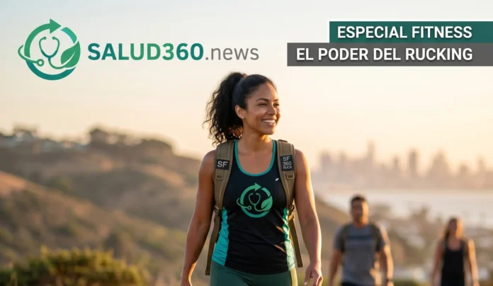 Persona practicando rucking con mochila en un entorno natural.