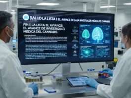 Infografía médica de Salud 360 News mostrando la reclasificación de la marihuana en Estados Unidos