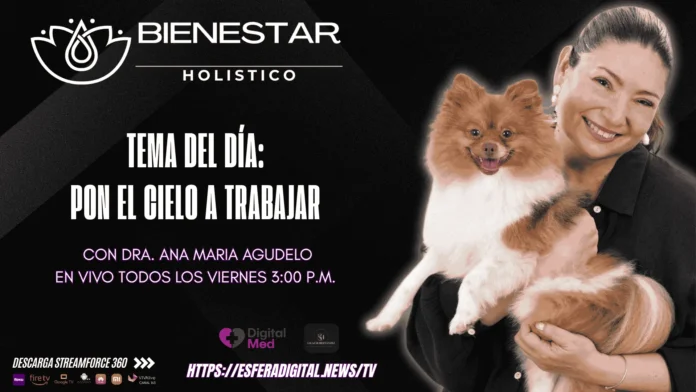 Doctora Ana María Agudelo conduciendo el programa de bienestar holístico en el portal Salud 360.
