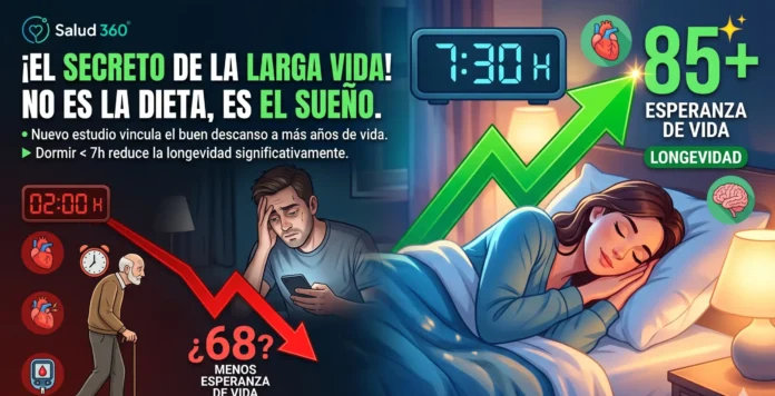 Gráfico sobre la relación entre horas de sueño y esperanza de vida.