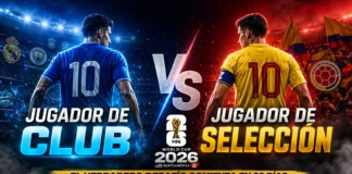 Jugador de club vs jugador de selección: El dilema biomédico del Mundial 2026 Ilustración médica y deportiva sobre el rendimiento y desgaste físico de un futbolista en club versus selección nacional para el Mundial 2026.