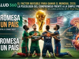 Ilustración conceptual sobre la psicología del deporte y el compromiso de equipo para el Mundial 2026.
