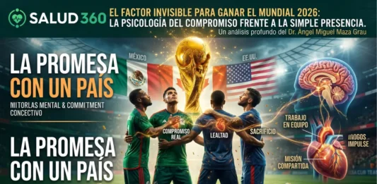 Ilustración conceptual sobre la psicología del deporte y el compromiso de equipo para el Mundial 2026.