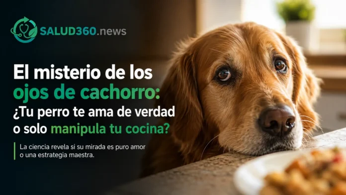 Perro de compañía mirando fijamente a los ojos de su dueño reflejando el vínculo afectivo y la liberación de oxitocina.