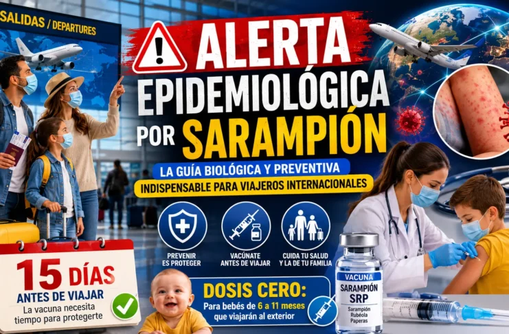Personal de enfermería preparando de forma segura la vacuna contra el sarampión para un ciudadano antes de su viaje internacional.