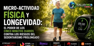 Tiempo de Actividad Diaria para Reducir la Mortalidad | Salud 360 Persona interrumpiendo el sedentarismo en su oficina para realizar estiramientos y cumplir el tiempo de actividad diaria para reducir la mortalidad.