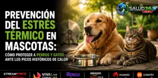 Golpe de Calor en Mascotas por Altas Temperaturas: Guía | Salud 360 Perro recibiendo agua fresca a la sombra para mitigar el estrés térmico y prevenir un golpe de calor en mascotas por altas temperaturas.